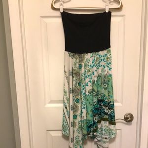 strapless paisley dress